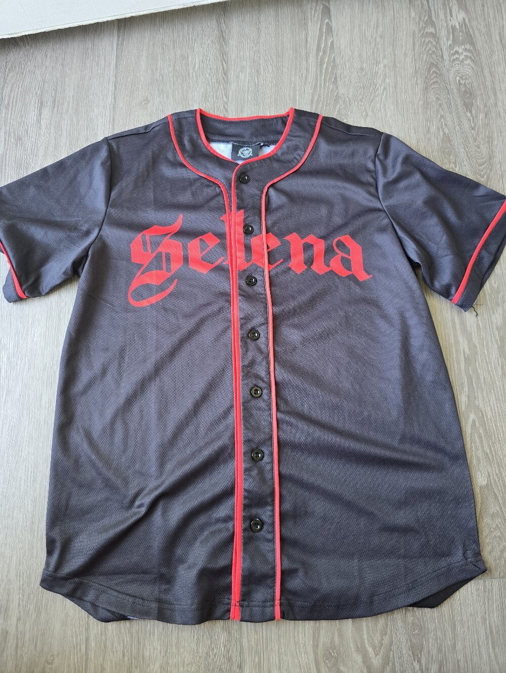 Selena Quintanilla Official Baseball Jersey Black Red Old English Tejano Sz S